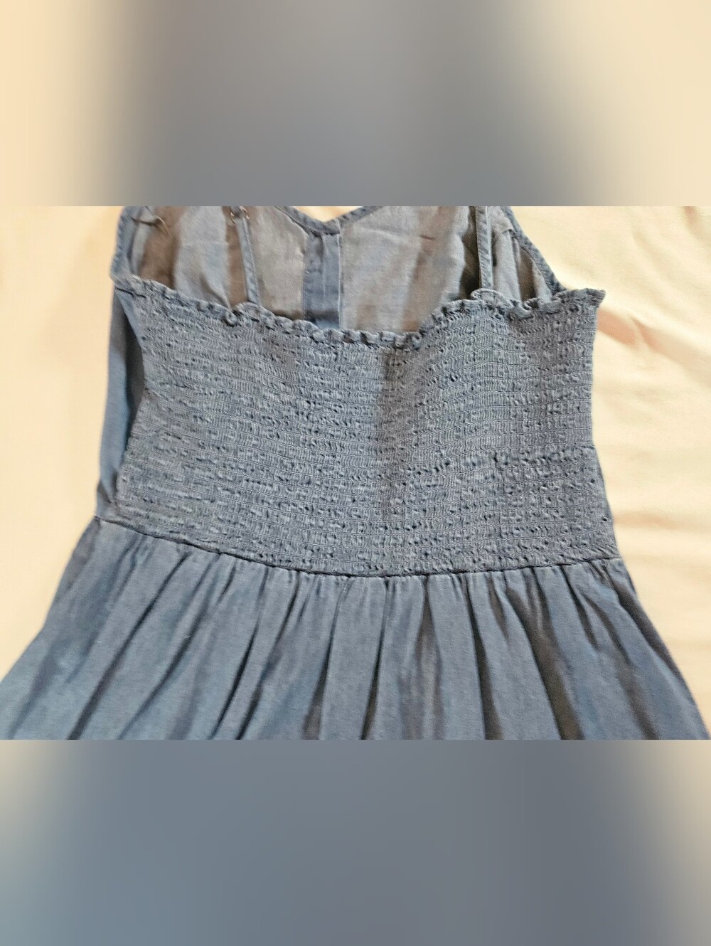 Japna Womens Blue Denim Adjustable Thin Strap Button Front Ruffle Dress Size M - Picture 14 of 14